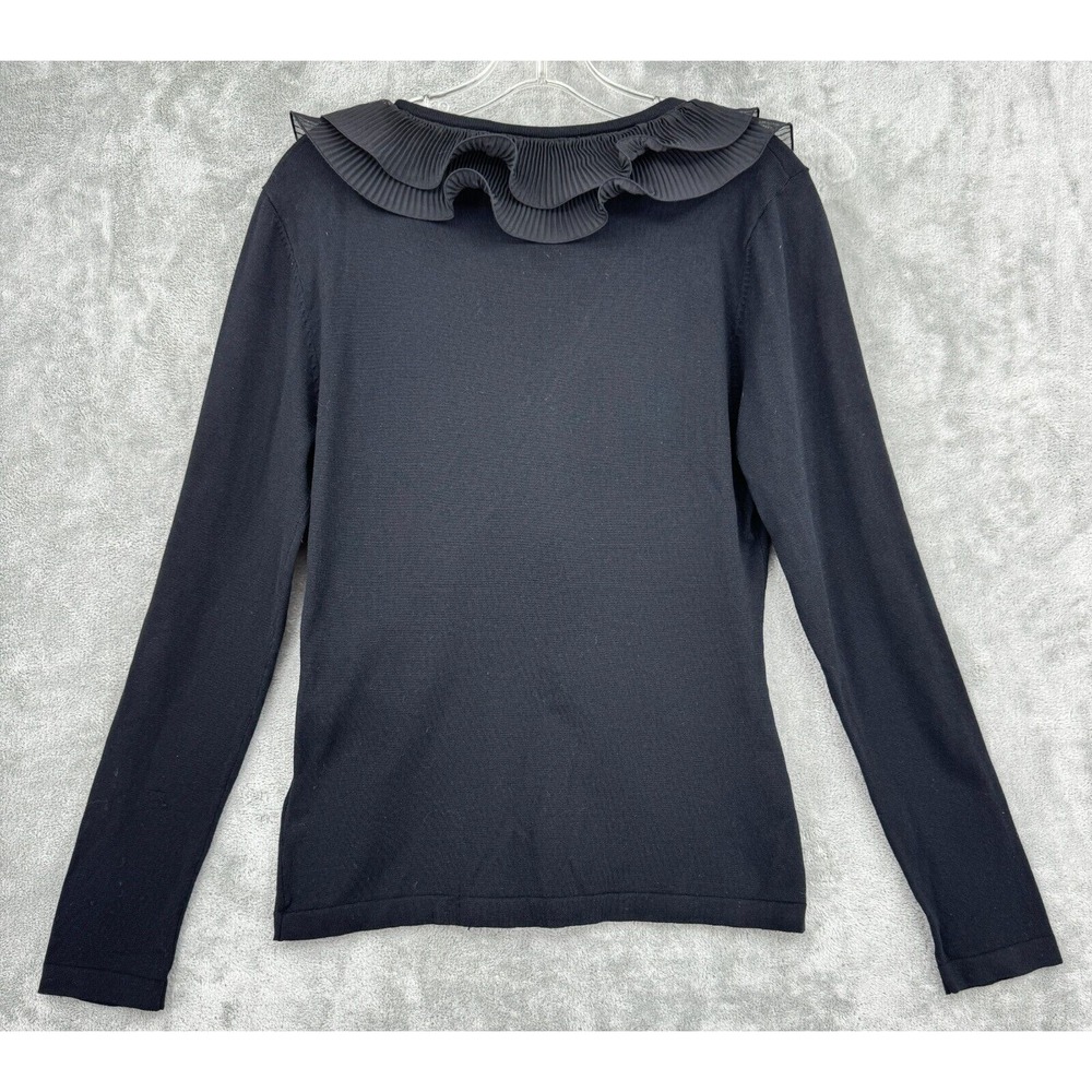 Vintage Cache Sweater Large Ruffle Dark Coquette Witchy 90s Whimsigoth Fitted - Picture 2 of 9